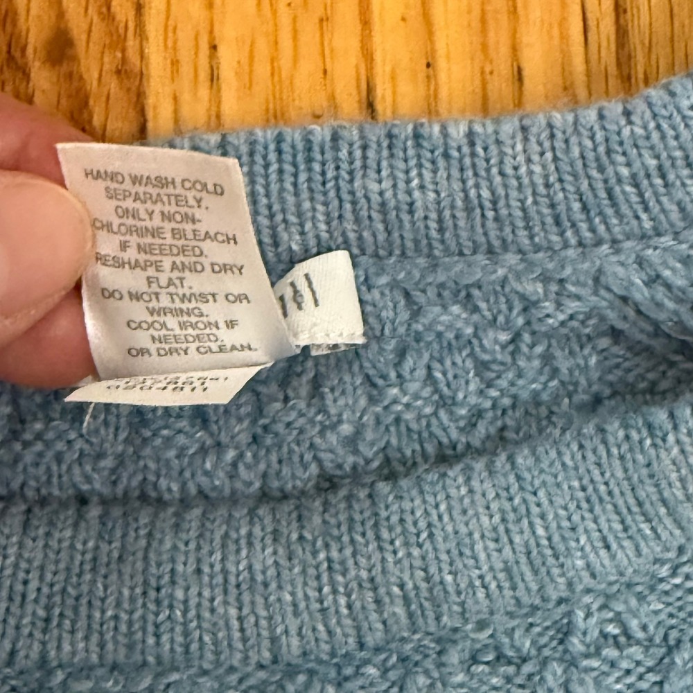J. Jill Sweater M Light Blue Mixed Knit Textured Side Button Fall Winter - Picture 5 of 11